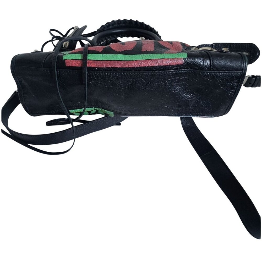 Balenciaga 2019 Small Motocross Classic Graffiti City Bag Black Arena Leather - Picture 4 of 11